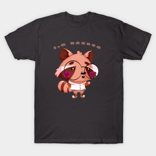 Cute Racoon Animals Cartoon T-Shirt